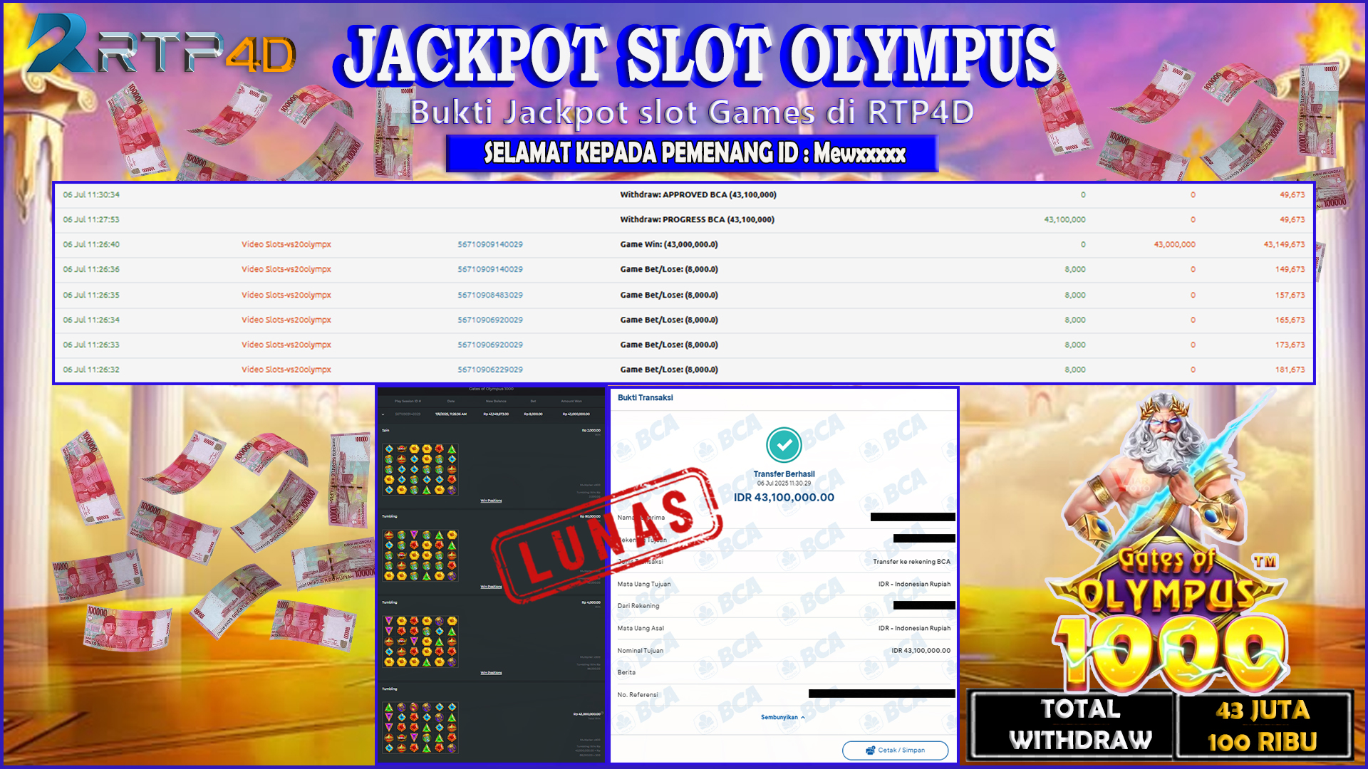 RTP4D Jackpot Slot Rp 43.100.000 ~ LUNAS