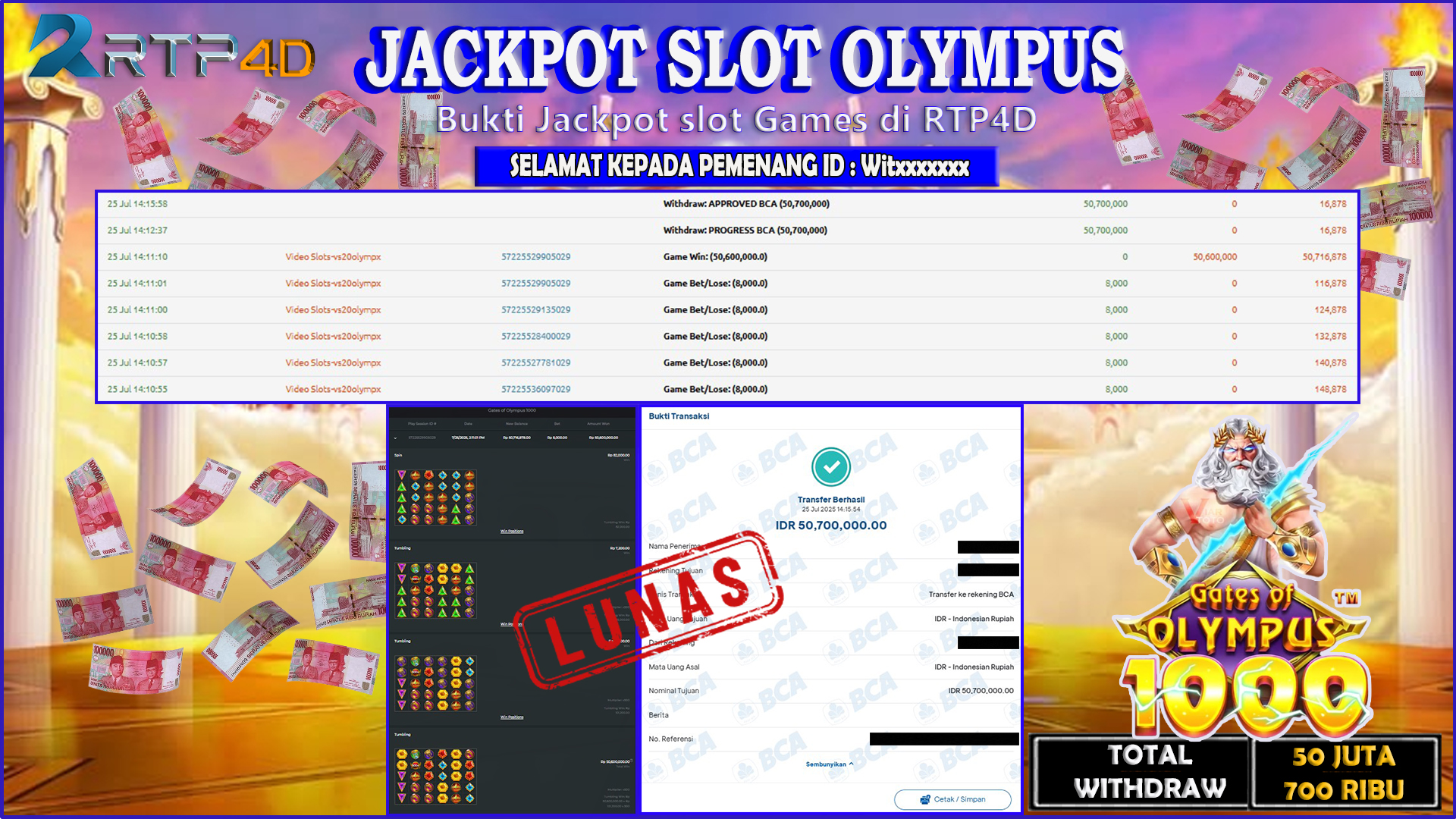 RTP4D Jackpot Slot Rp 50.700.000 ~ LUNAS