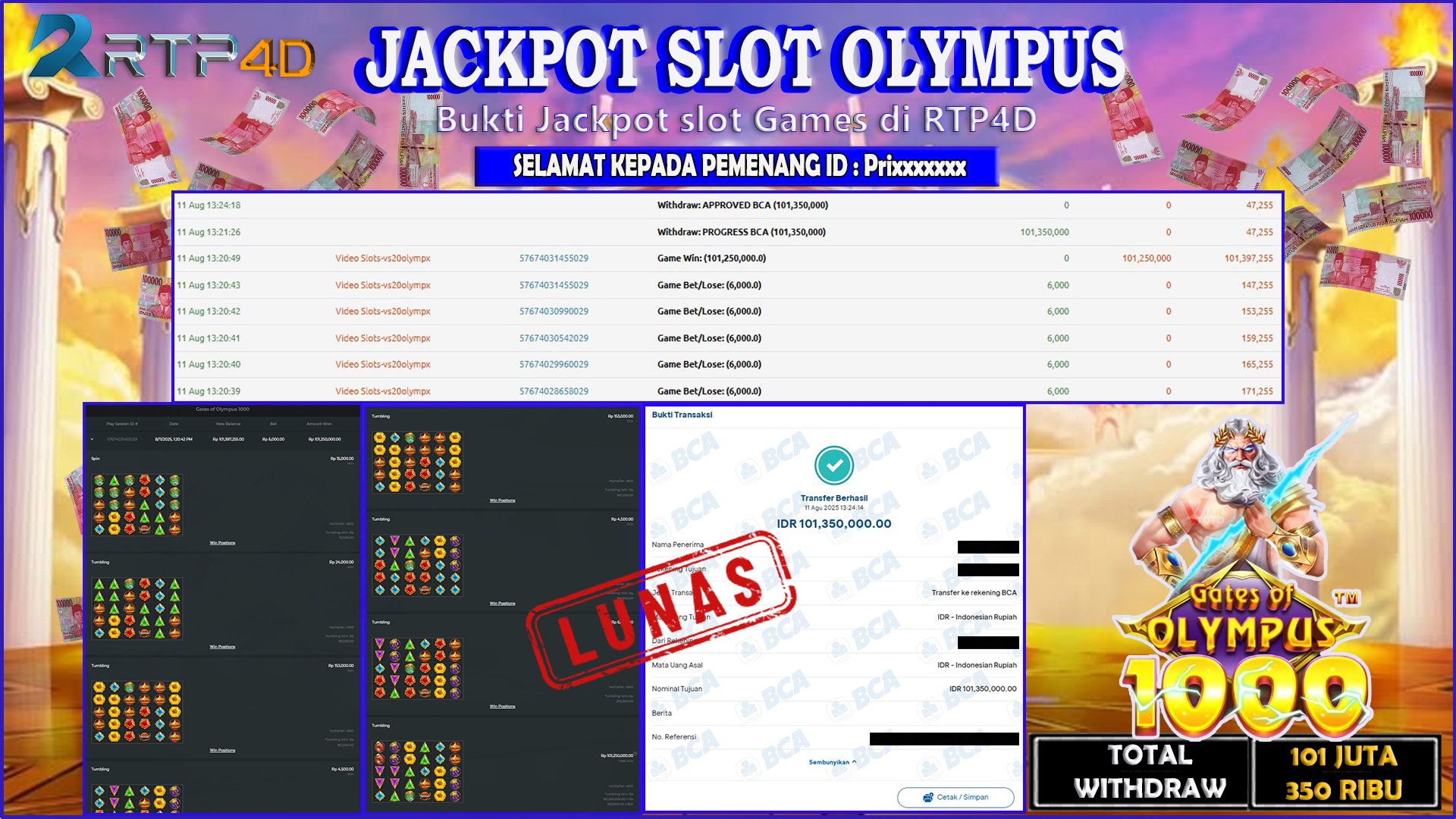RTP4D Jackpot Slot Rp 101.350.000 ~ LUNAS