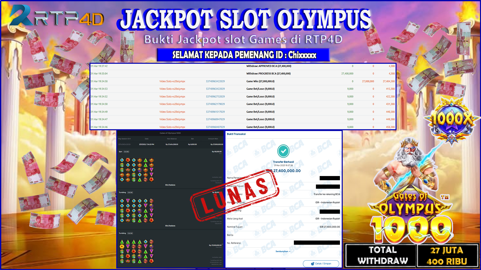 RTP4D Jackpot Slot Rp 27.400.000 ~ LUNAS