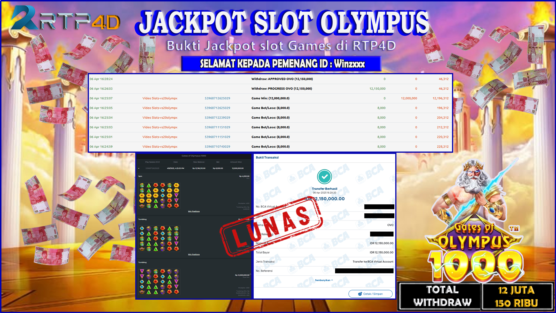 RTP4D Jackpot Slot Rp 12.150.000 ~ LUNAS