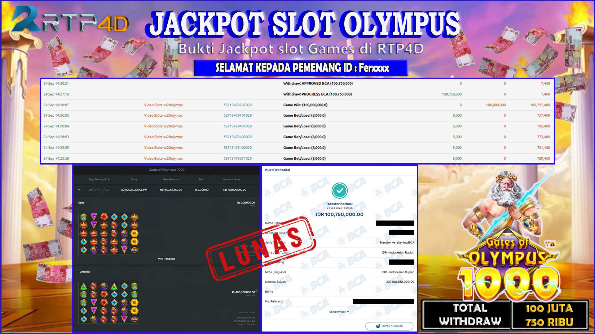 RTP4D Jackpot Slot Rp 100.750.000 ~ LUNAS