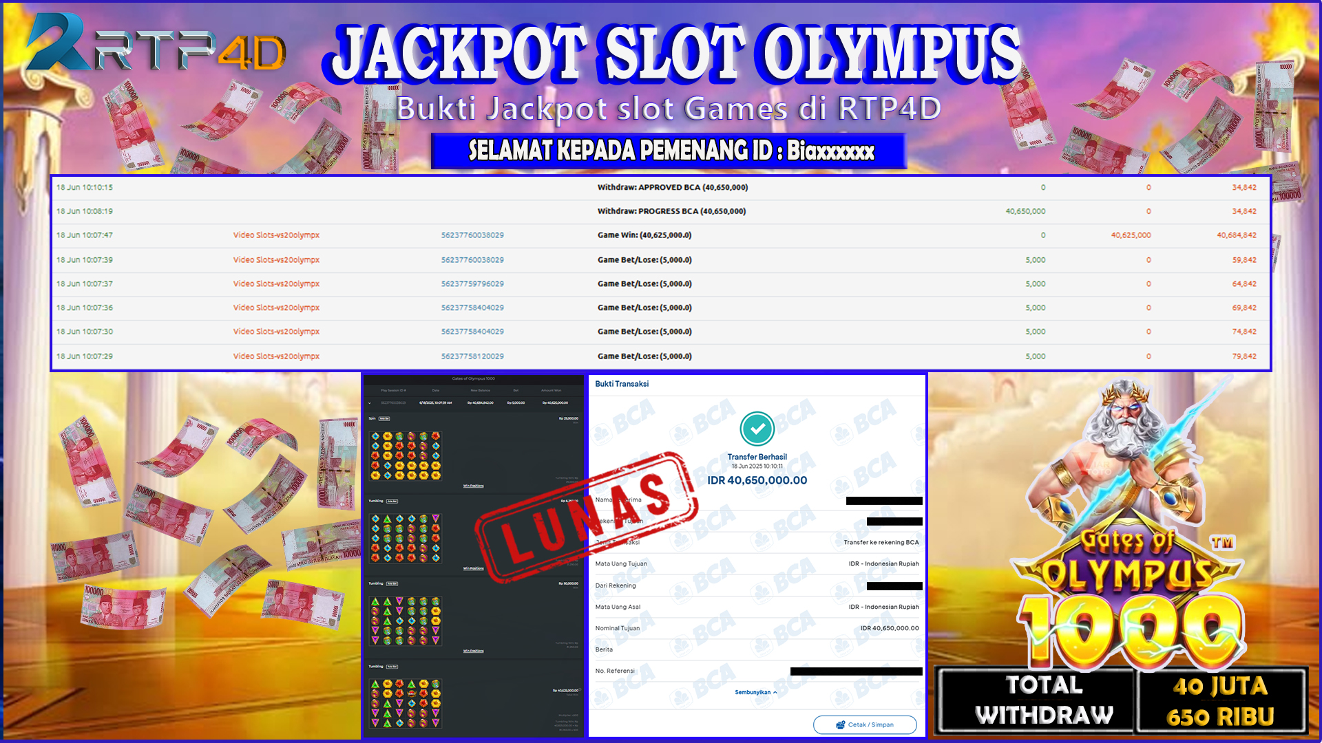 RTP4D Jackpot Slot Rp 40.650.000 ~ LUNAS