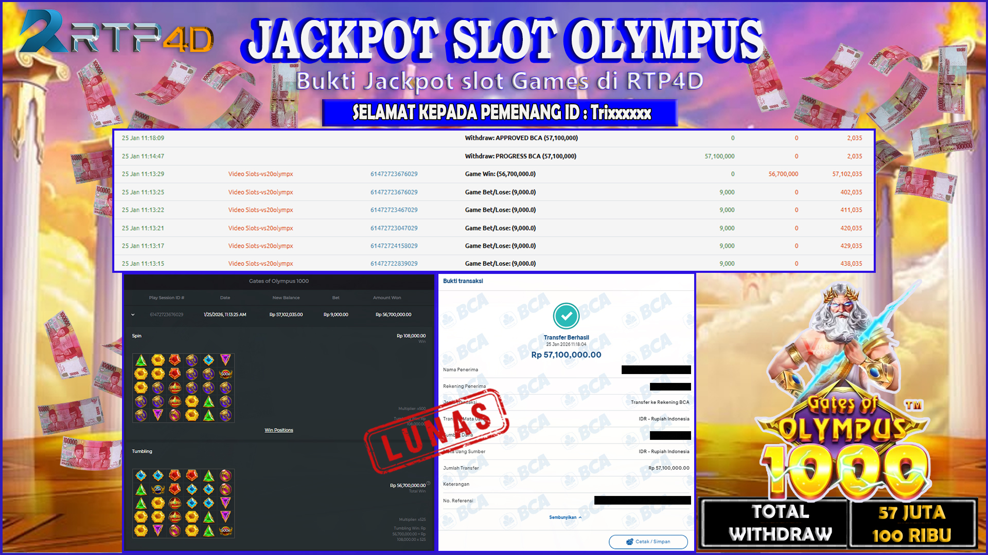RTP4D Jackpot Slot Rp 57.100.000 ~ LUNAS