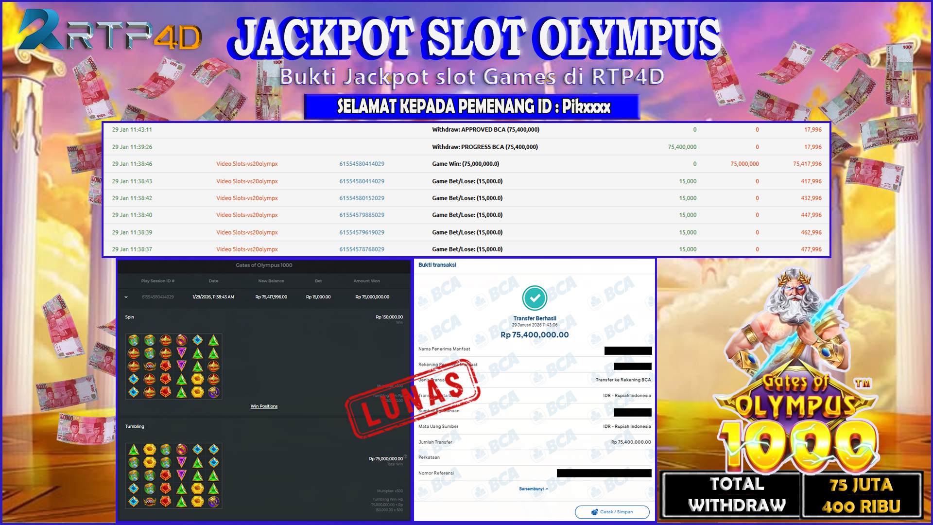 RTP4D Jackpot Slot Rp 75.400.000 ~ LUNAS
