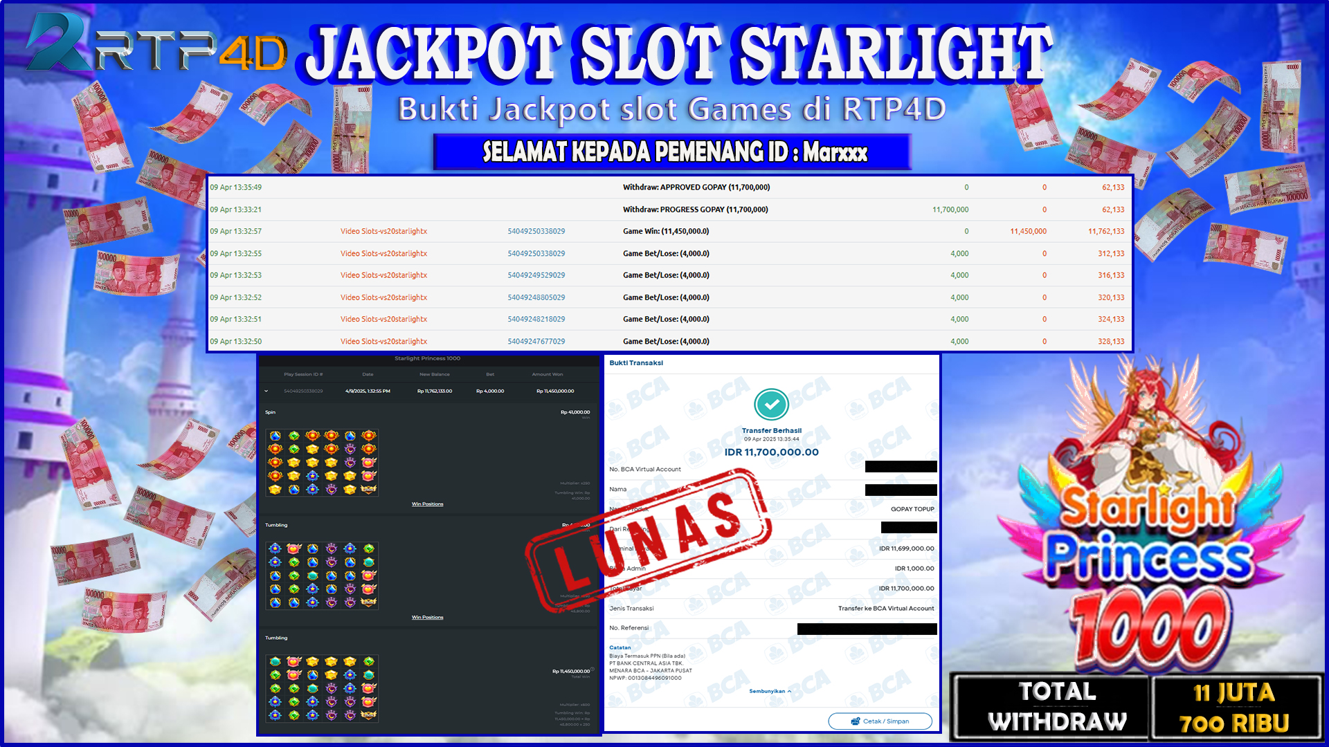 RTP4D Jackpot Slot Rp 11.700.000 ~ LUNAS