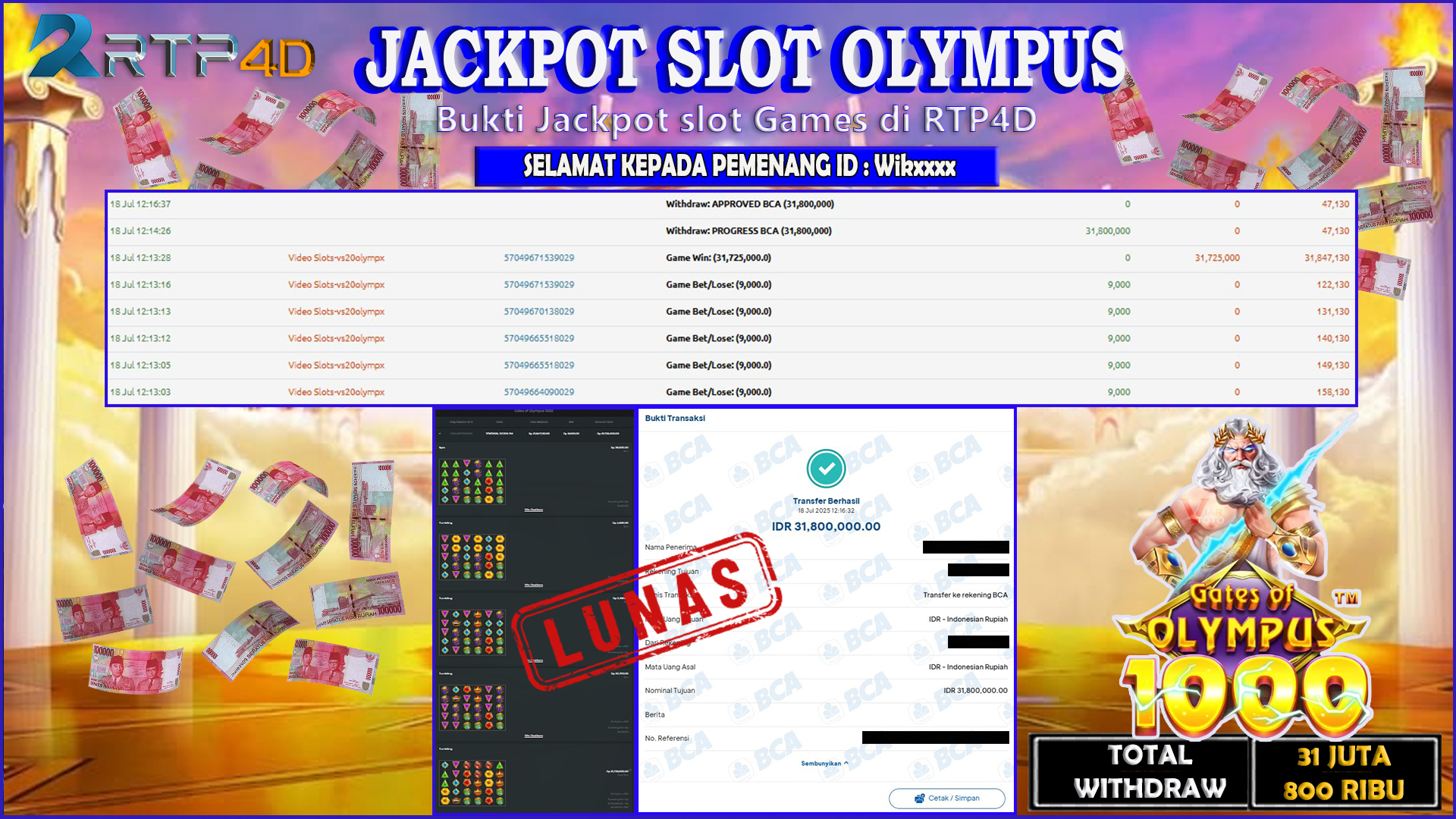 RTP4D Jackpot Slot Rp 31.800.000 ~ LUNAS
