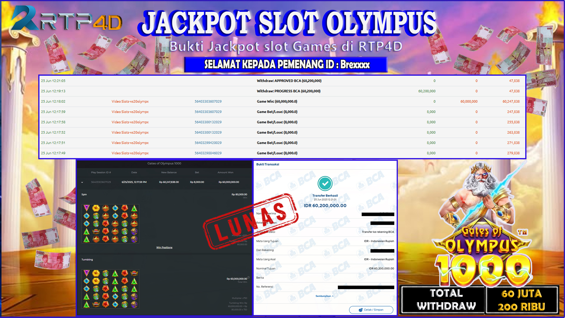 RTP4D Jackpot Slot Rp 60.200.000 ~ LUNAS