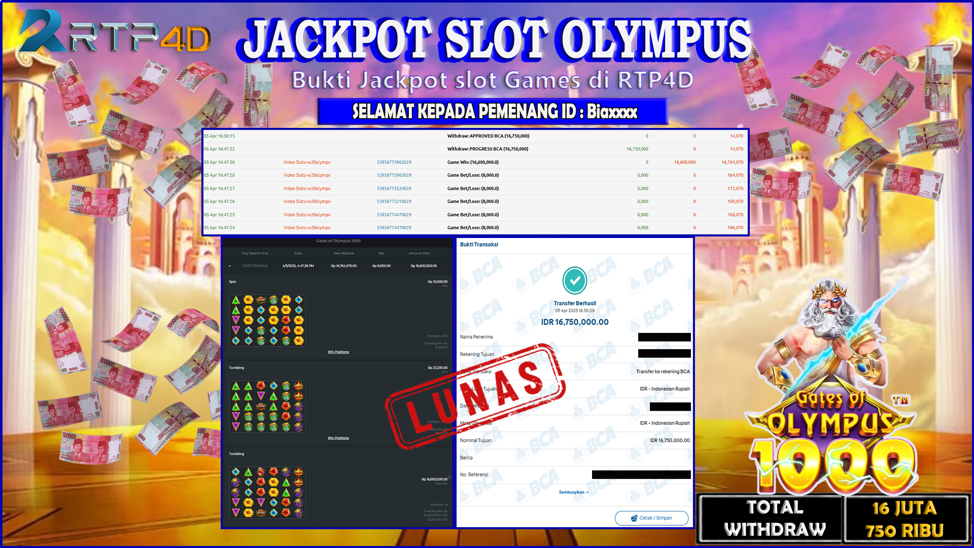 RTP4D Jackpot Slot Rp 16.750.000 ~ LUNAS