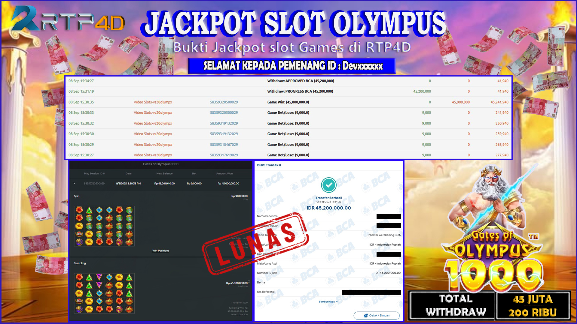RTP4D Jackpot Slot Rp 45.200.000 ~ LUNAS