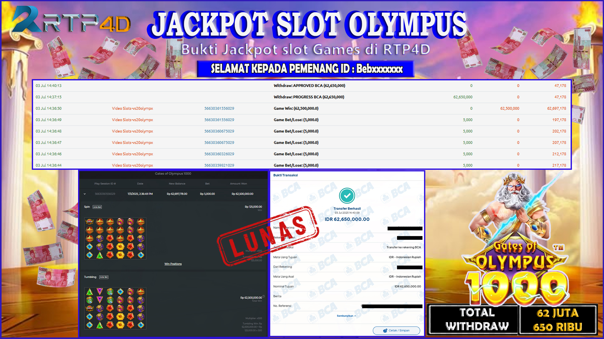 RTP4D Jackpot Slot Rp 62.650.000 ~ LUNAS