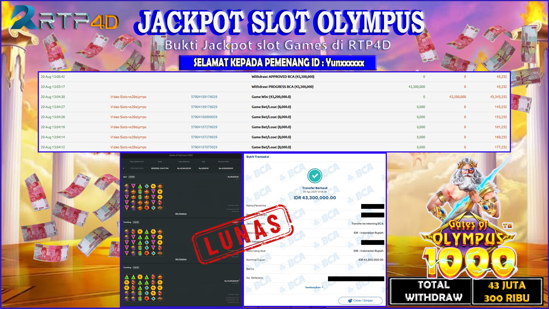 RTP4D Jackpot Slot Rp 43.300.000 ~ LUNAS