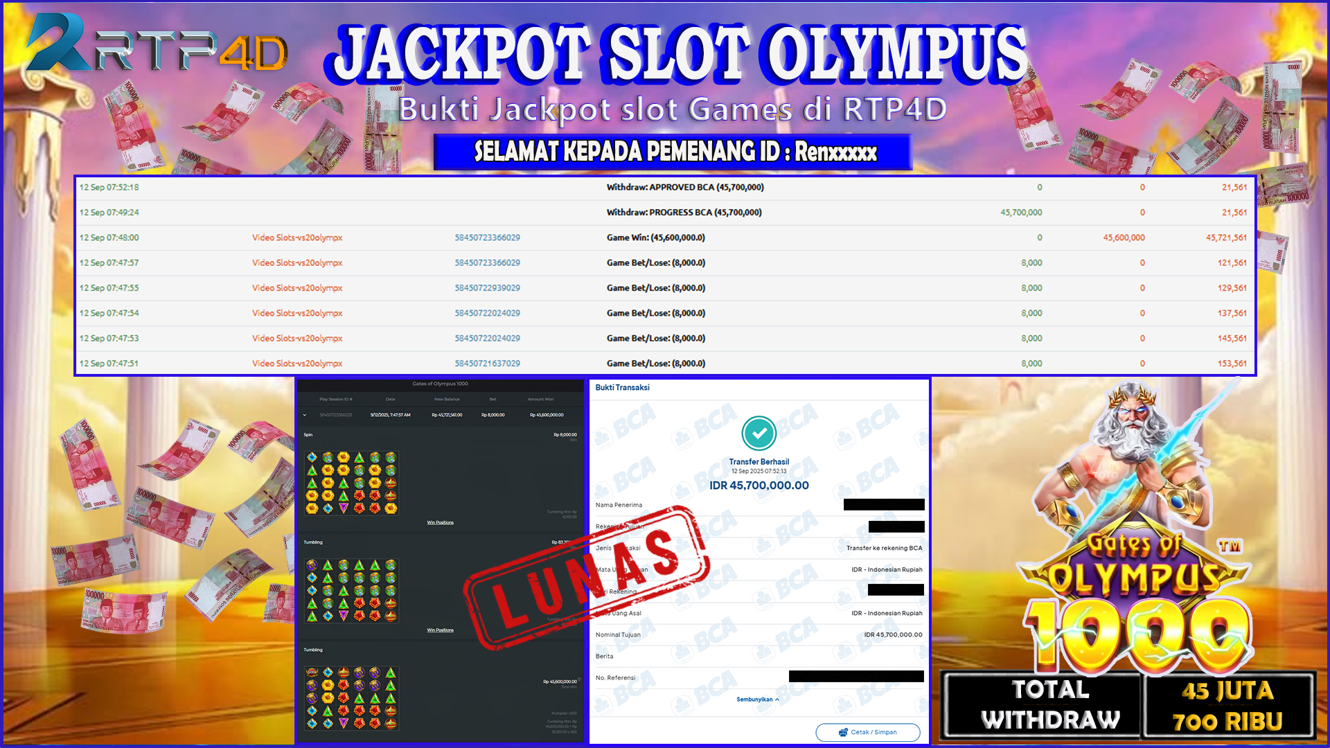 RTP4D Jackpot Slot Rp 45.700.000 ~ LUNAS
