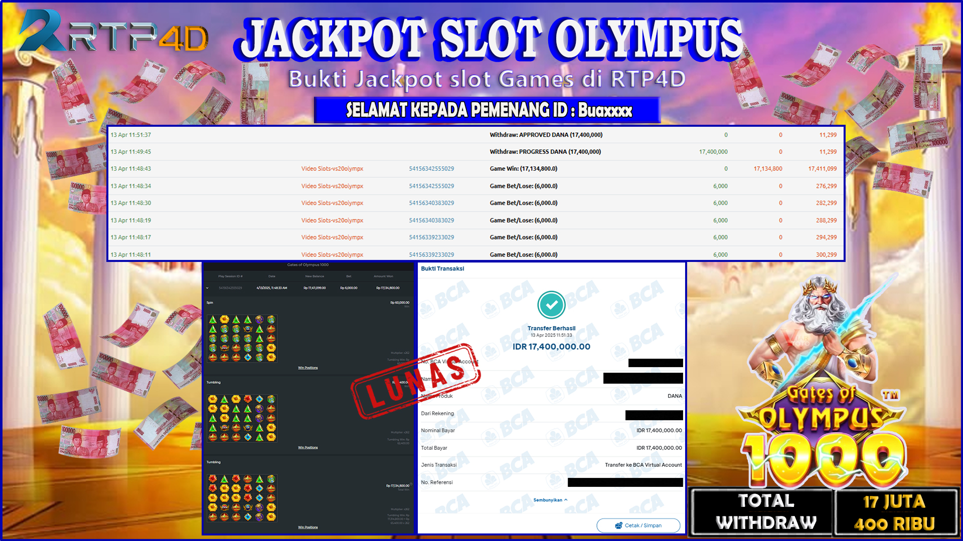 RTP4D Jackpot Slot Rp 17.400.000 ~ LUNAS