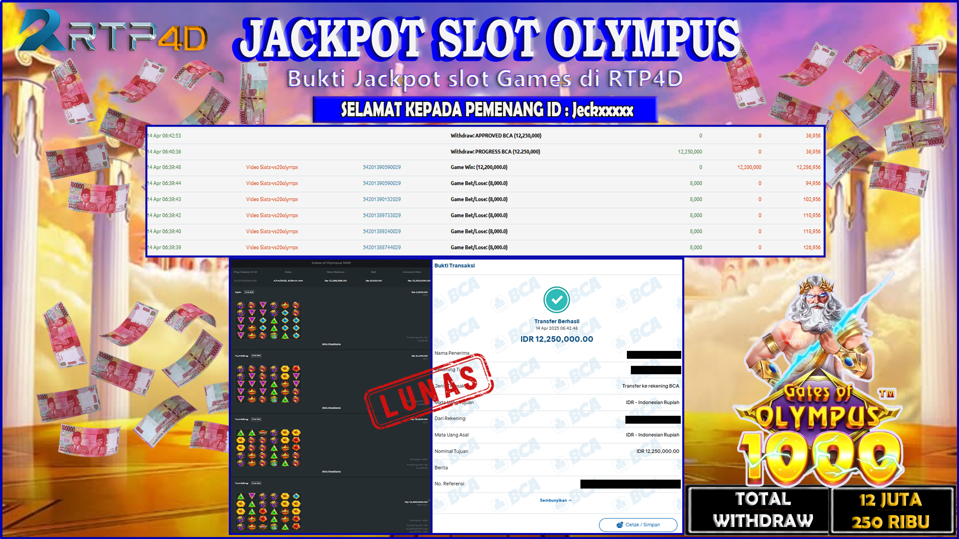 RTP4D Jackpot Slot Rp 12.250.000 ~ LUNAS