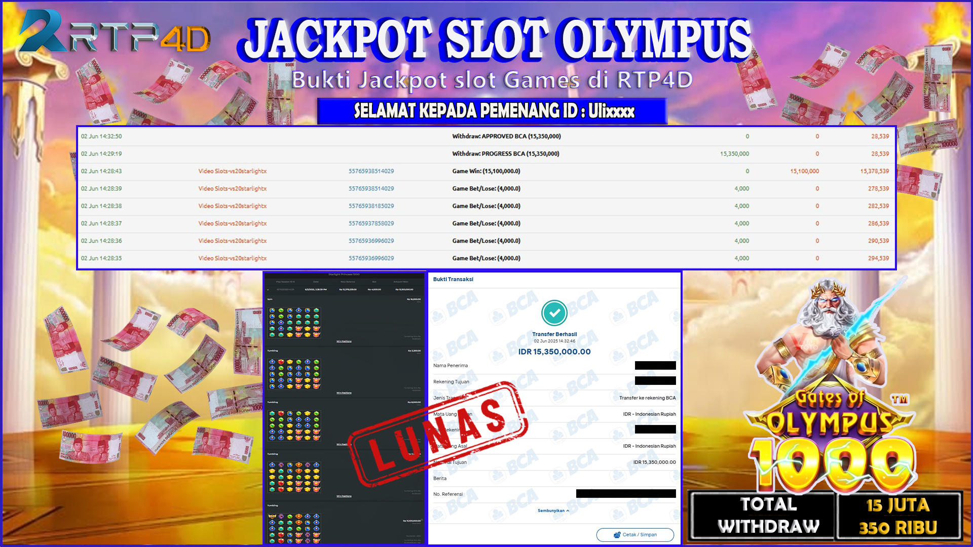 RTP4D Jackpot Slot Rp 15.350.000 ~ LUNAS