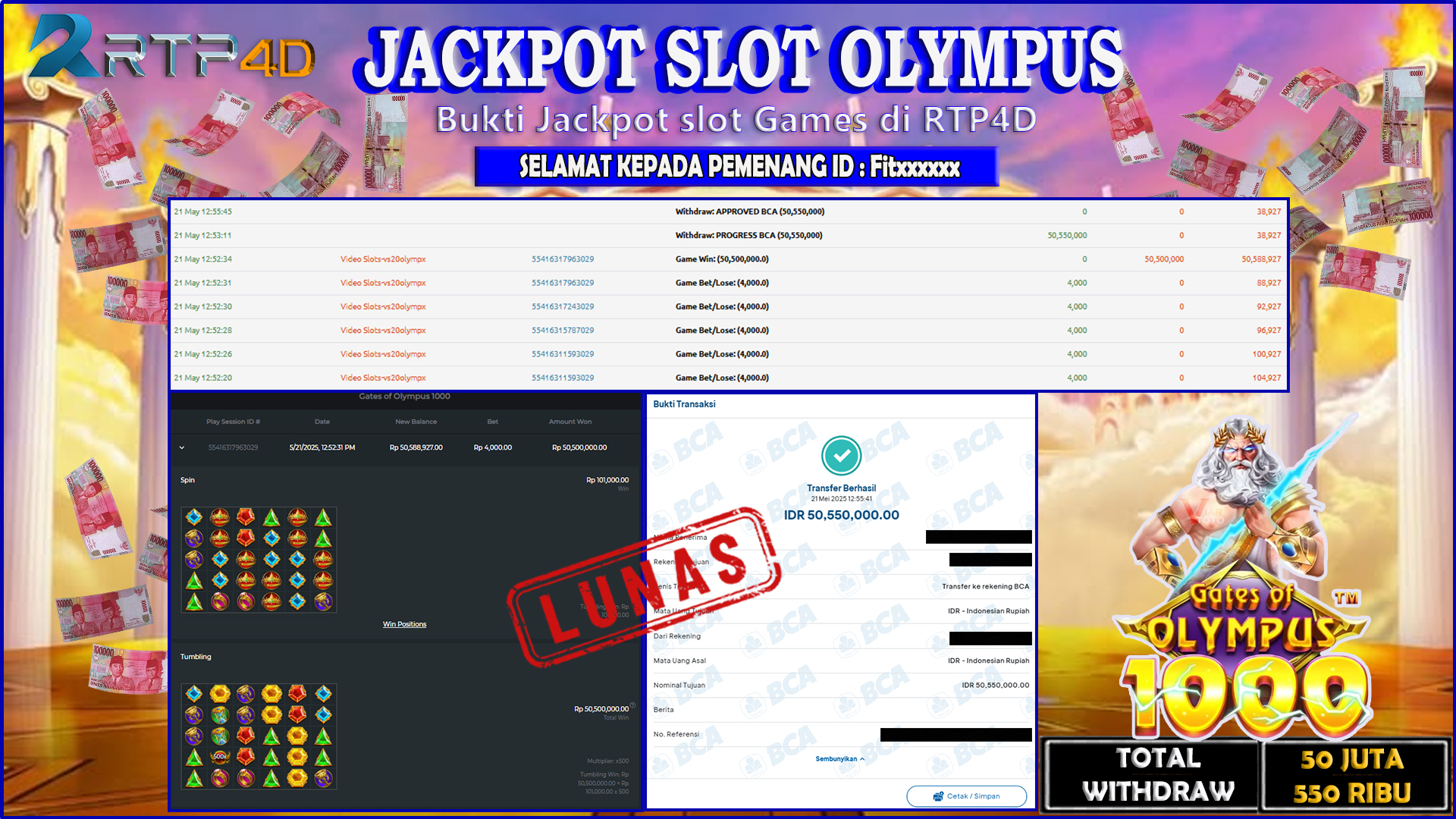 RTP4D Jackpot Slot Rp 50.550.000 ~ LUNAS