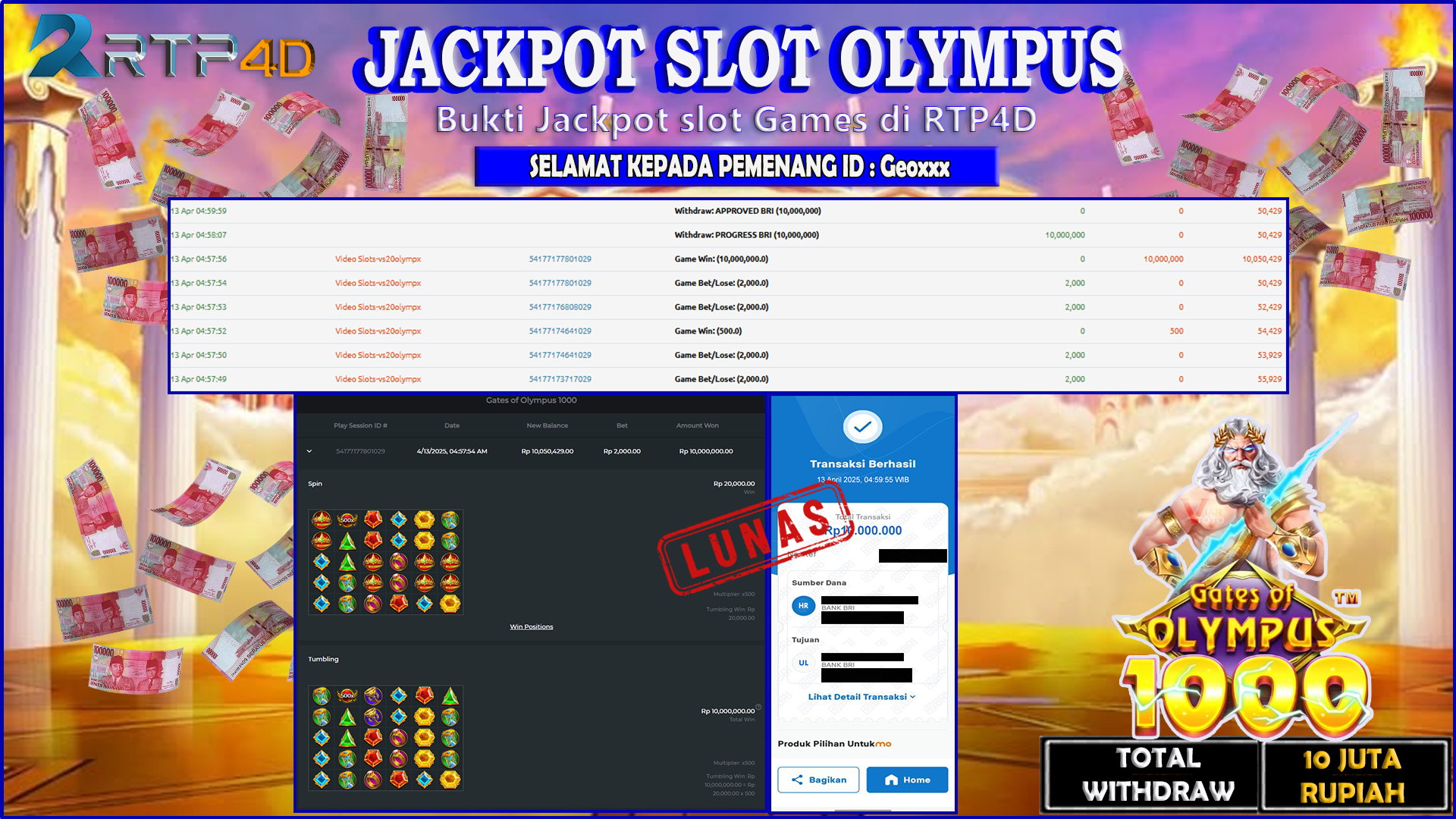 RTP4D Jackpot Slot Rp 10.000.000 ~ LUNAS